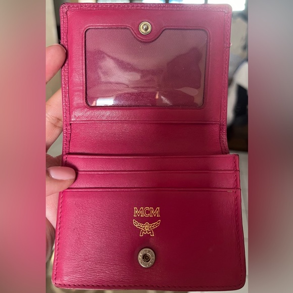 MCM Leather Studded Compact Card Wallet, Beautiful Pink Fucshia Color! 🩷🩷 - Picture 10 of 11